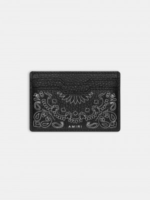 Amiri Bandana Card Holder Küçük Deri Ürünler Erkek Siyah | EDF405398