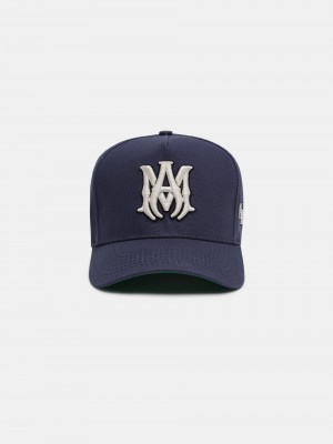 Amiri Ma Staggered Full Canvas Hat Şapkalar Erkek Lacivert Beyaz | YAN324078