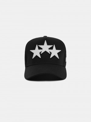 Amiri Three Star Staggered Full Canvas Hat Şapkalar Erkek Siyah Beyaz | XPU174659
