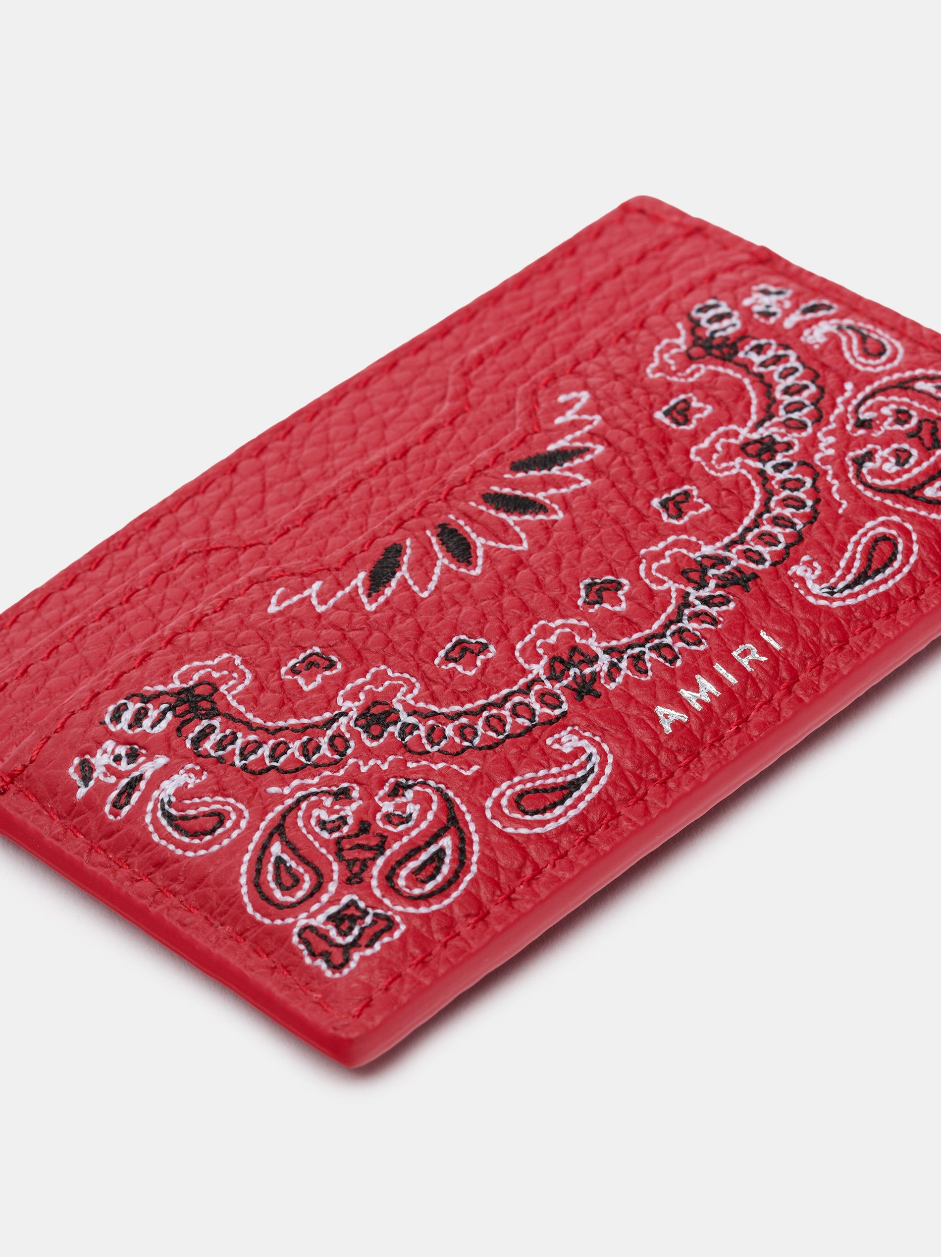 Amiri Bandana Card Holder Küçük Deri Ürünler Erkek Kırmızı | DRY406218