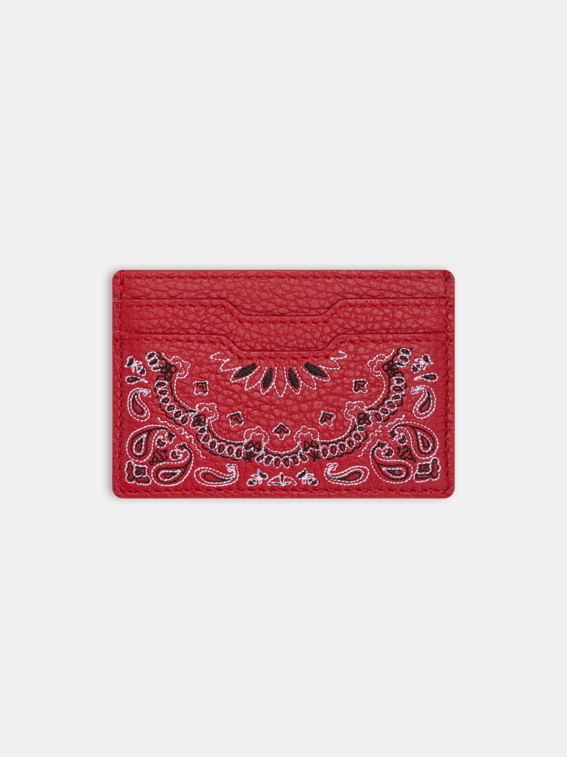 Amiri Bandana Card Holder Küçük Deri Ürünler Erkek Kırmızı | DRY406218