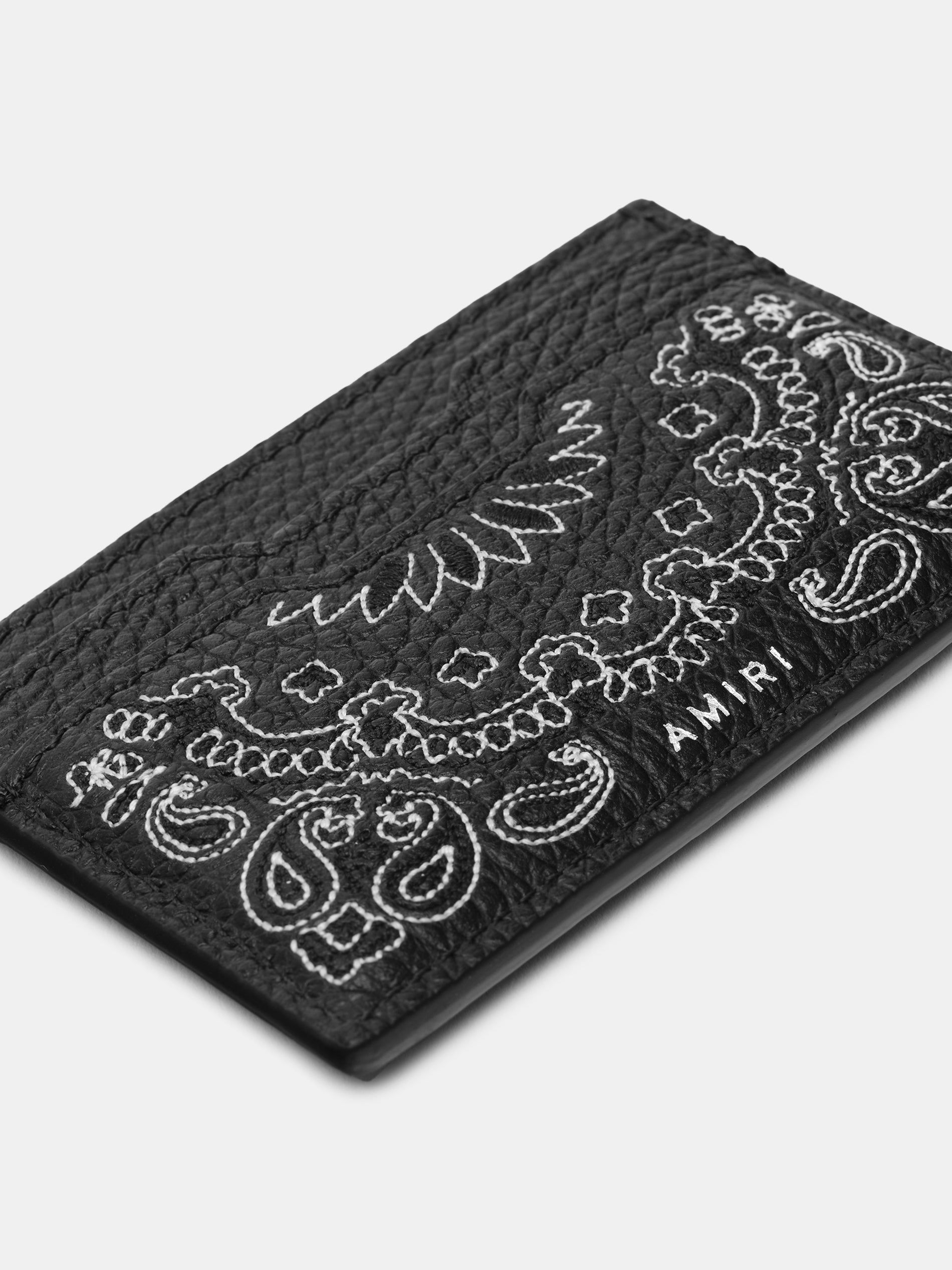 Amiri Bandana Card Holder Küçük Deri Ürünler Erkek Siyah | EDF405398