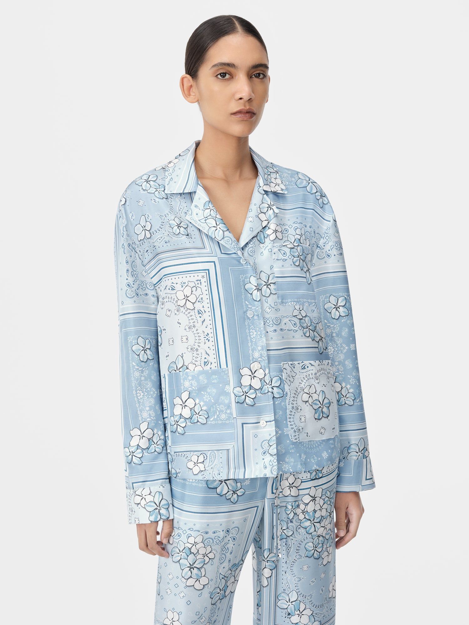 Amiri Bandana Floral Pj Shirt Gömlek Kadın Cerulean | LRT745836