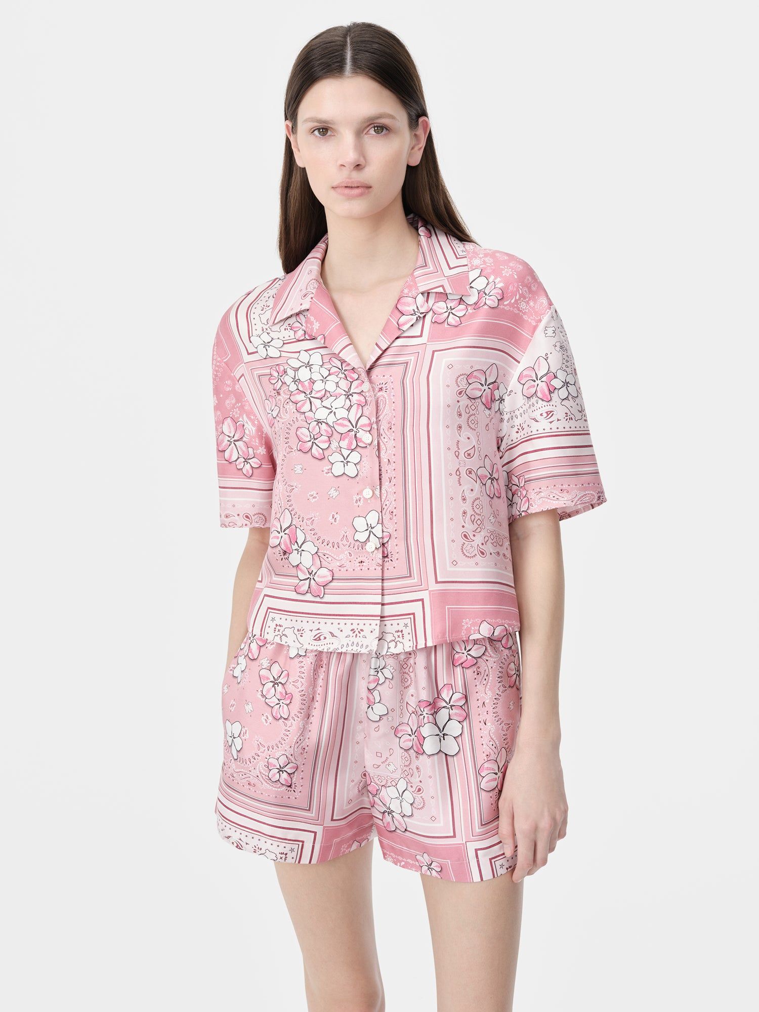Amiri Bandana Floral Shirt Gömlek Kadın Pembe | SHG690183