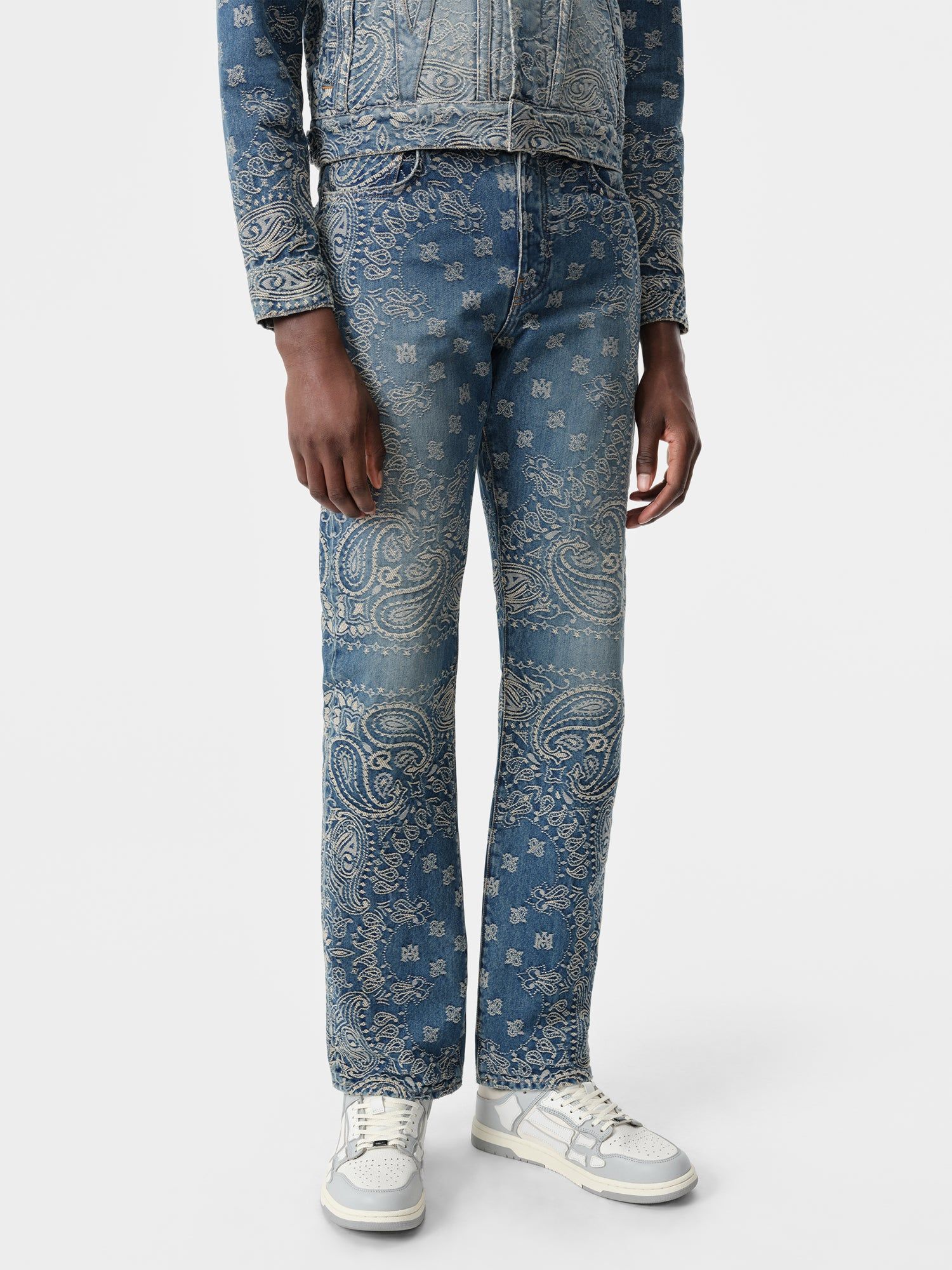 Amiri Bandana Jacquard Straight Jean Denim Erkek Koyu Indigo | NSE468215