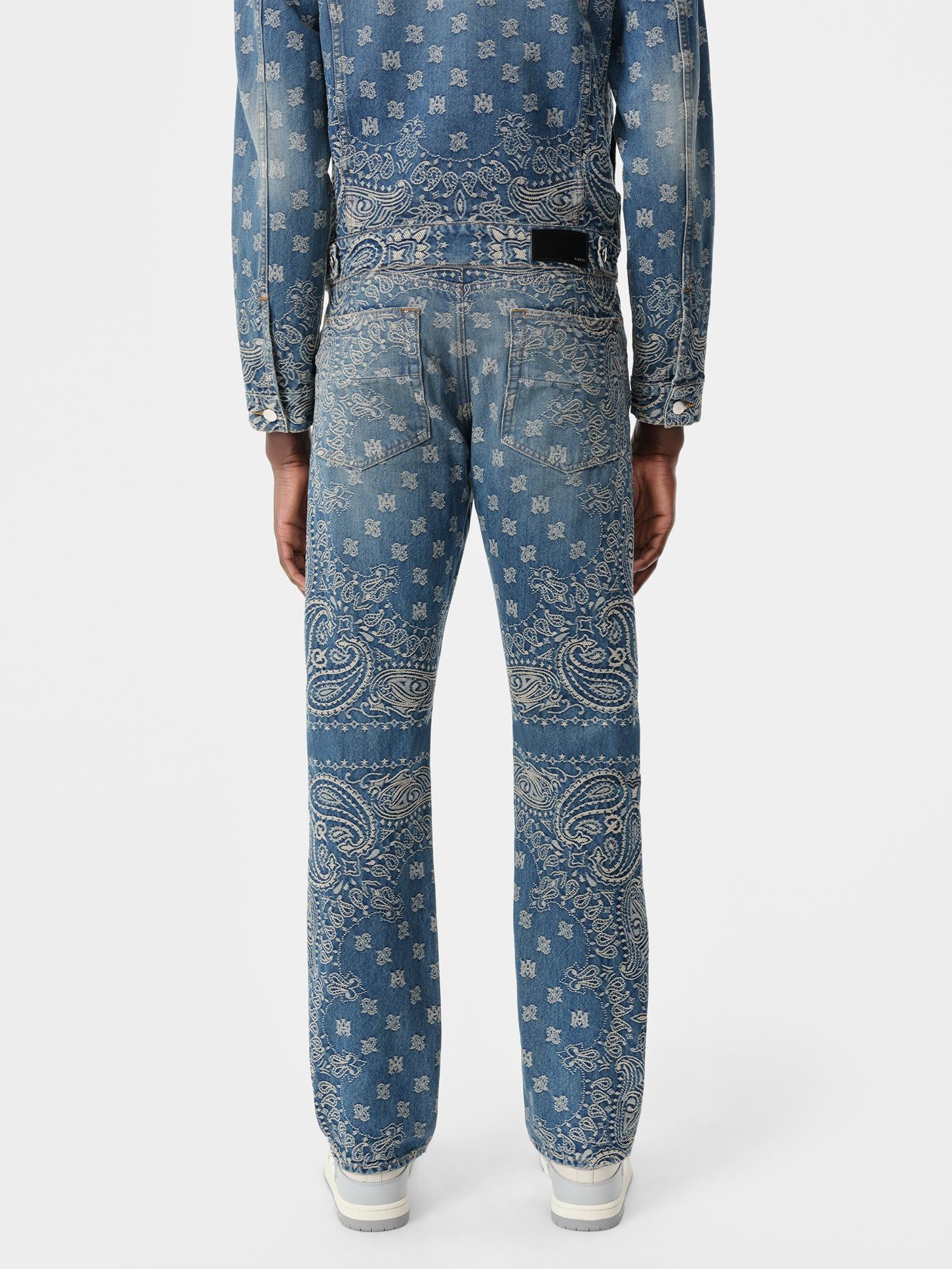Amiri Bandana Jacquard Straight Jean Denim Erkek Koyu Indigo | NSE468215