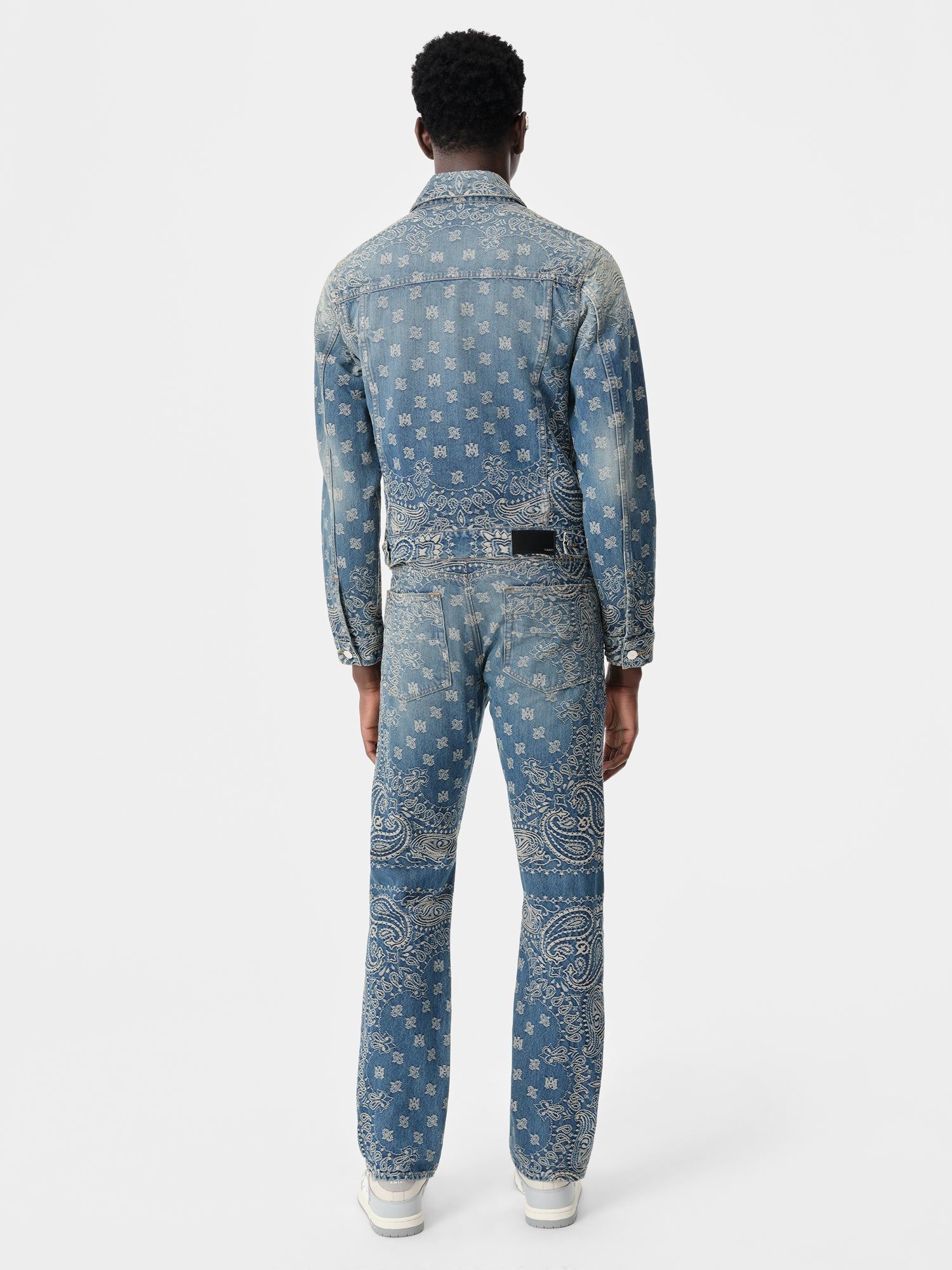 Amiri Bandana Jacquard Straight Jean Denim Erkek Koyu Indigo | NSE468215