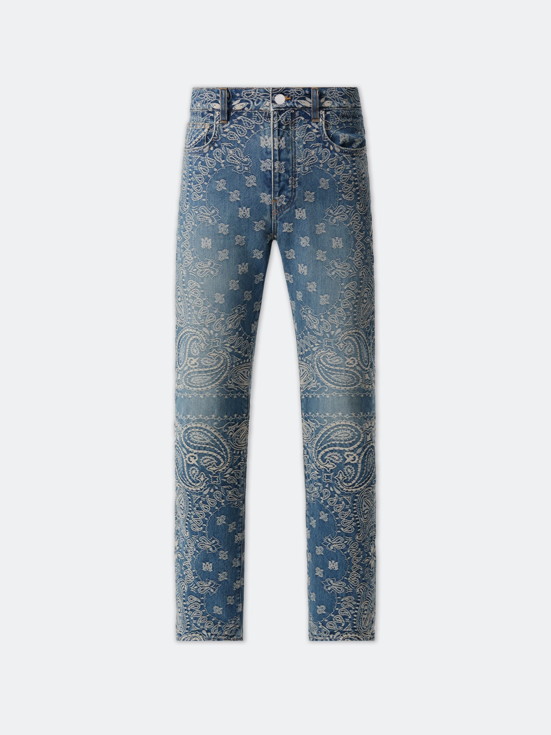 Amiri Bandana Jacquard Straight Jean Denim Erkek Koyu Indigo | NSE468215