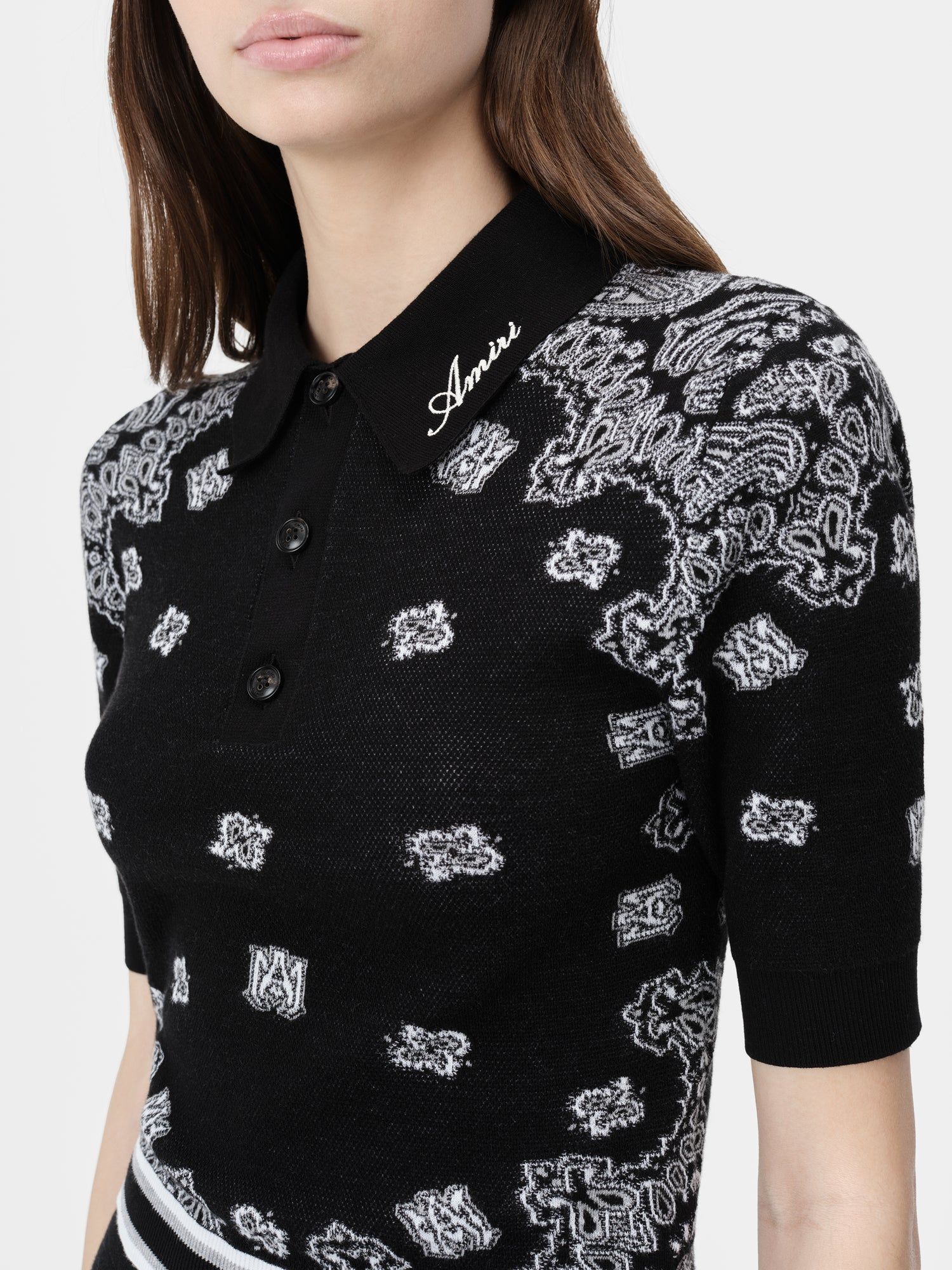 Amiri Bandana Polo Gömlek Kadın Siyah | PWN345701