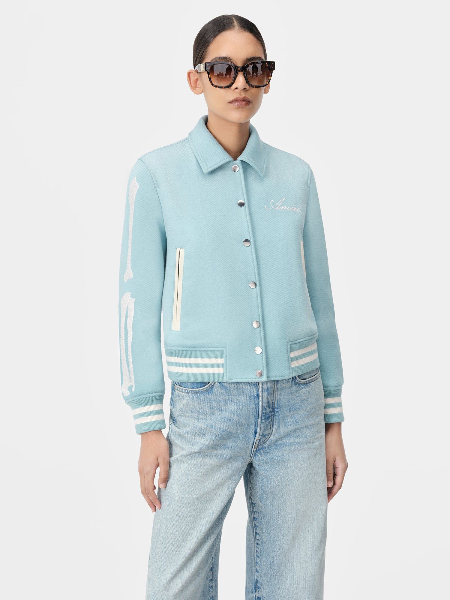 Amiri Bones Jacket Dış Giyim Kadın Mavi | XDF364289