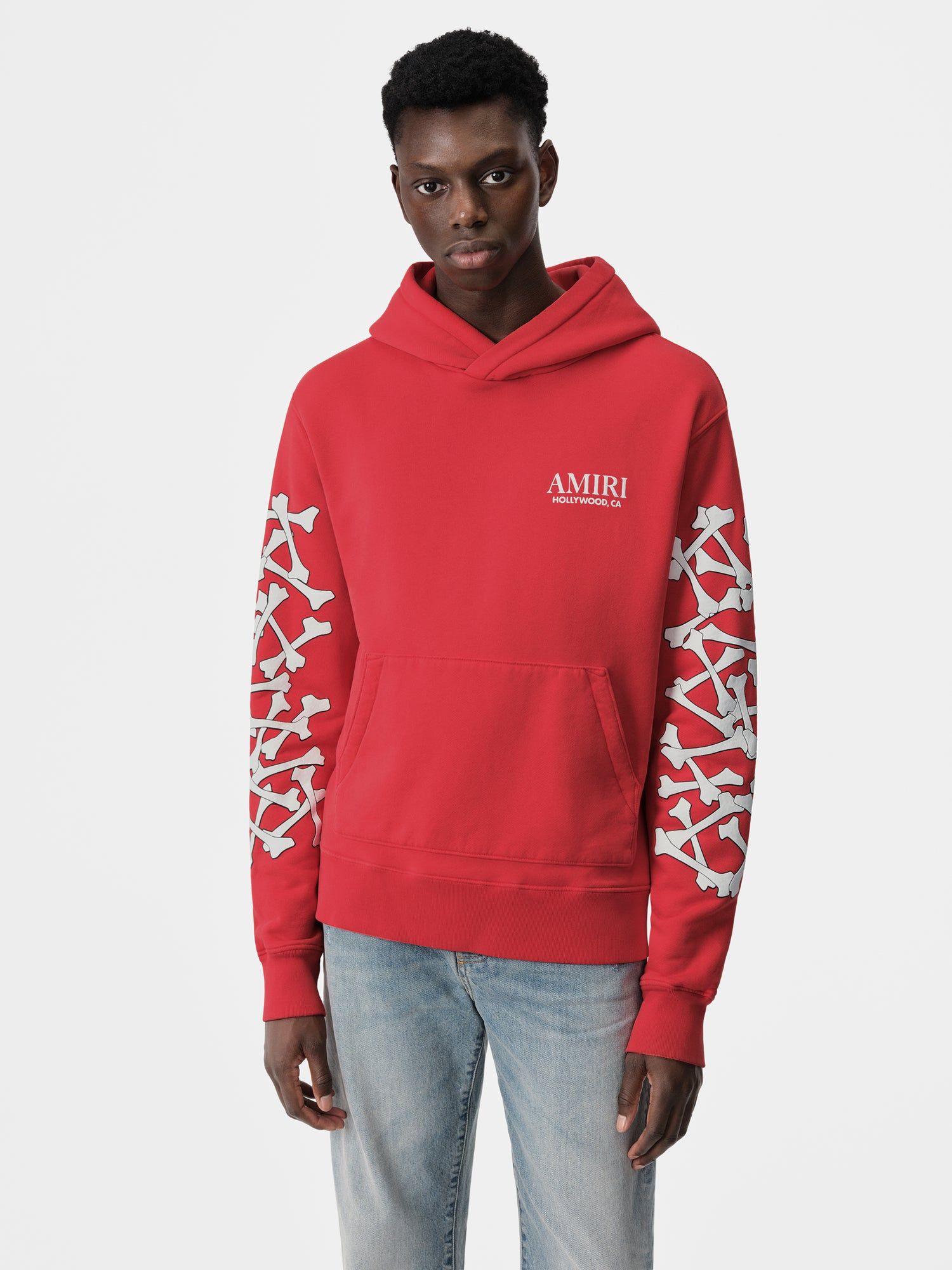 Amiri Bones Stacked Hoodie Tişörtü Erkek Kırmızı | OPX412936