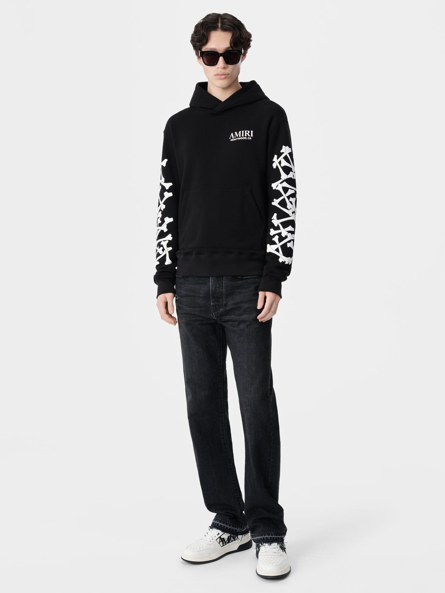 Amiri Bones Stacked Hoodie Tişörtü Erkek Siyah | PNB215487
