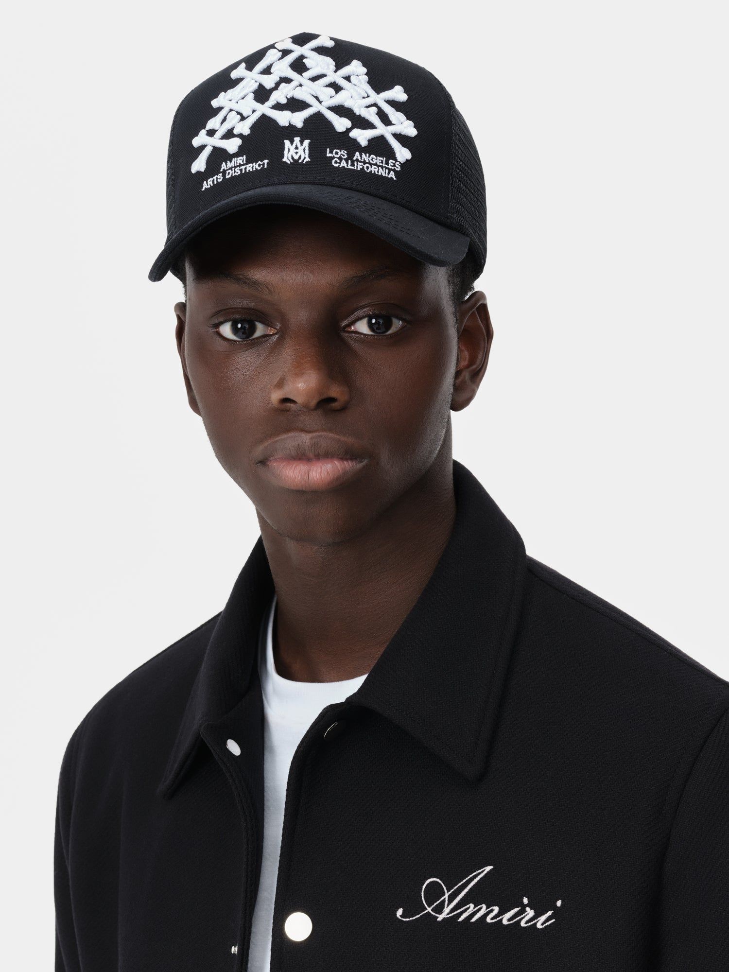 Amiri Bones Stacked Trucker Hat Şapkalar Erkek Siyah | HKN497065
