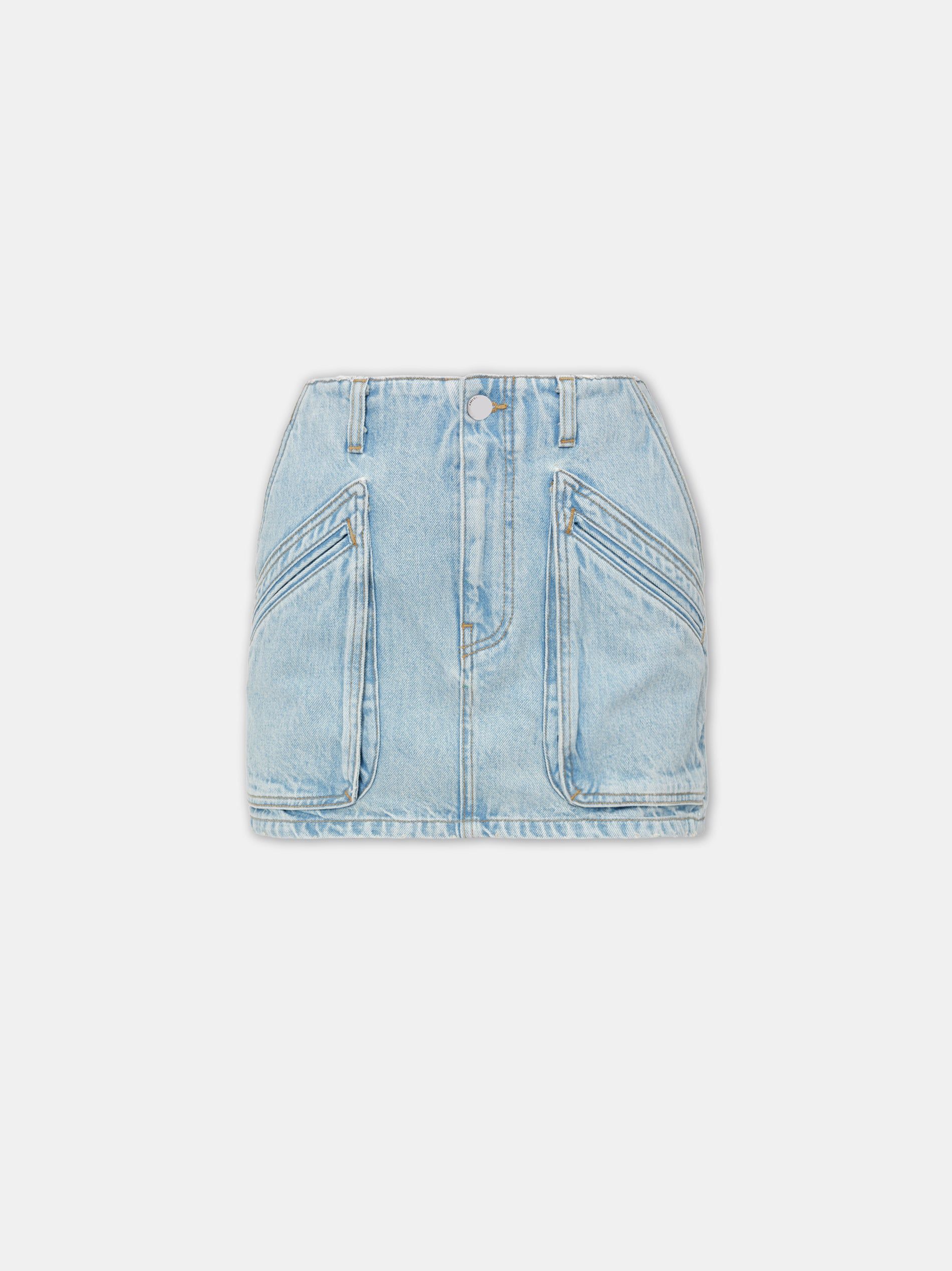 Amiri Cargo Skirt Denim Kadın Açık Indigo | SGX103687