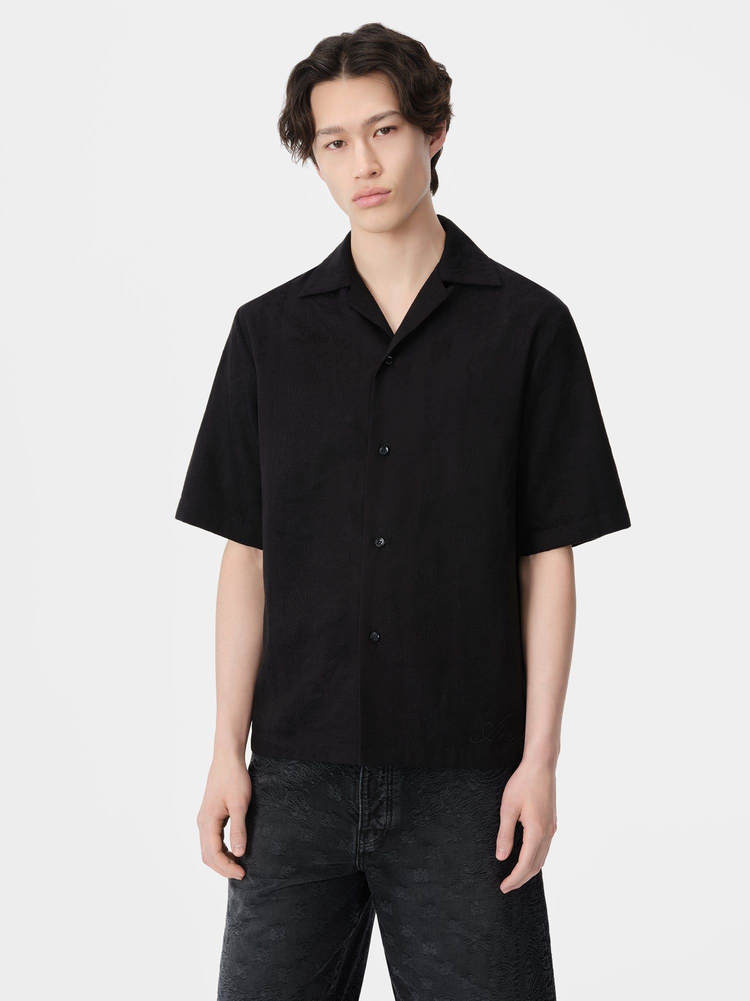 Amiri Ma Bandana Linen Camp Shirt Gömlek Erkek Siyah | JKH791538