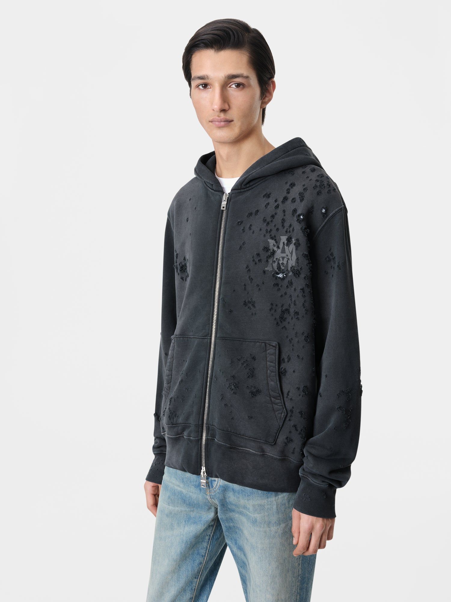 Amiri Ma Logo Shotgun Zip Hoodie Tişörtü Erkek Siyah | ITA879351