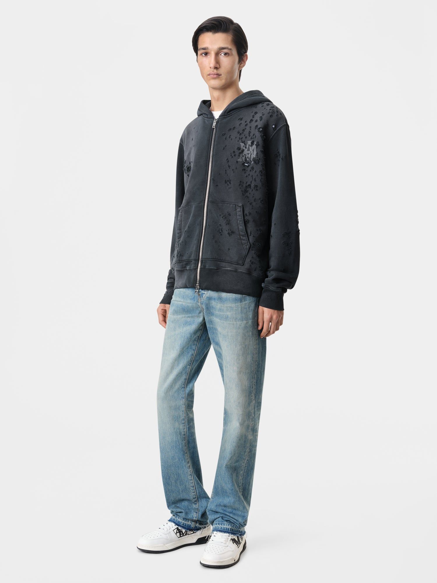 Amiri Ma Logo Shotgun Zip Hoodie Tişörtü Erkek Siyah | ITA879351