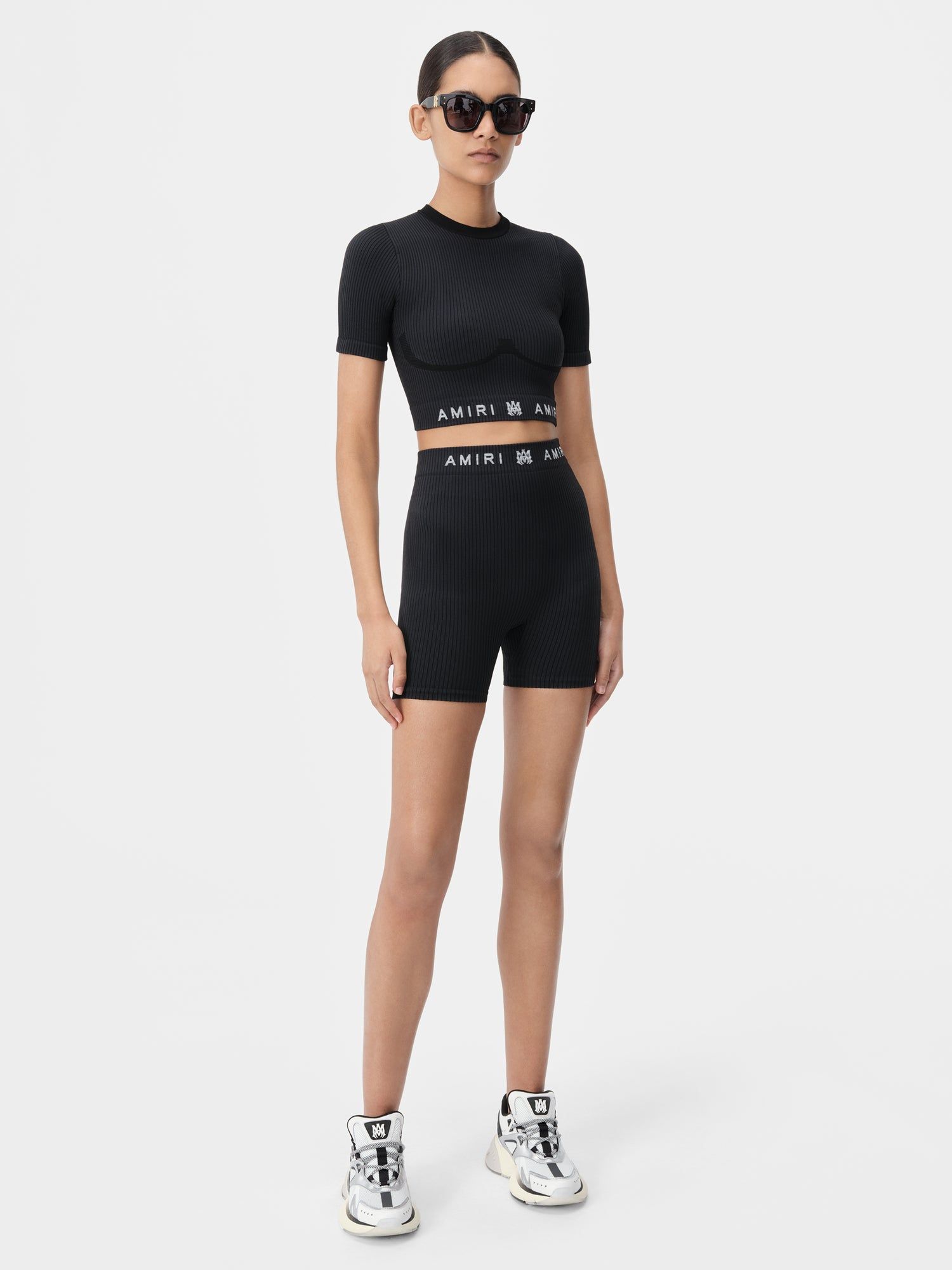 Amiri Ma Ribbed Seamless Short Spor Giyim Kadın Siyah | LPE138705
