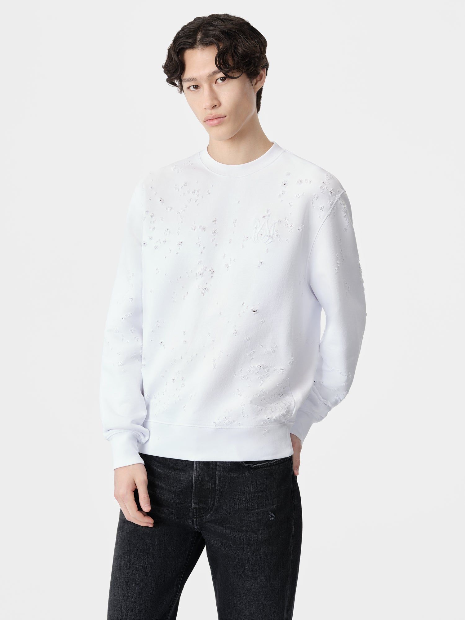 Amiri Ma Shotgun Embroidered Crew Tişörtü Erkek Beyaz | WYN129034