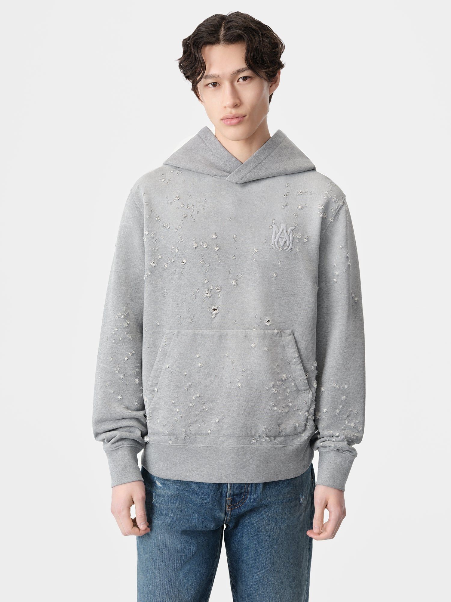 Amiri Ma Shotgun Embroidered Hoodie Tişörtü Erkek Gri | DAJ039852