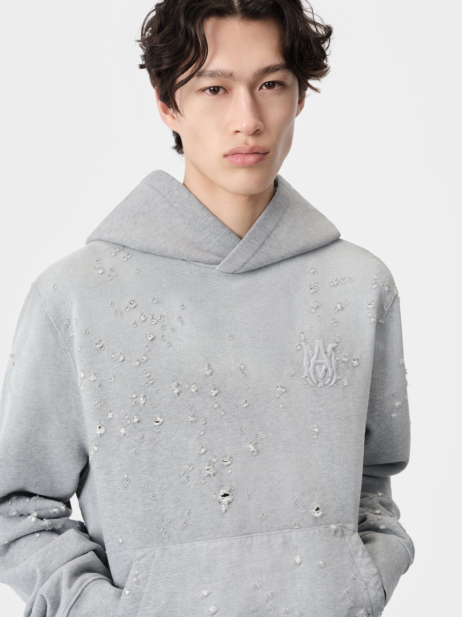 Amiri Ma Shotgun Embroidered Hoodie Tişörtü Erkek Gri | DAJ039852