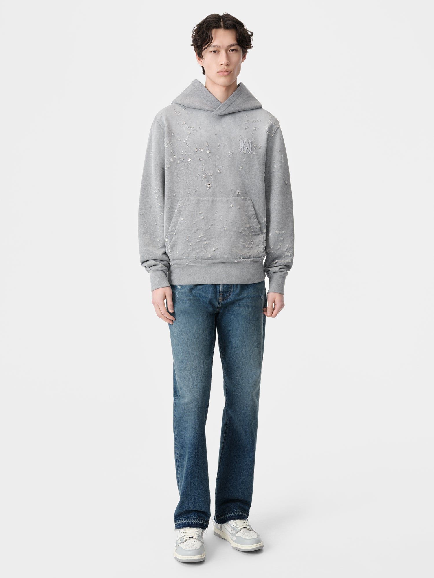 Amiri Ma Shotgun Embroidered Hoodie Tişörtü Erkek Gri | DAJ039852