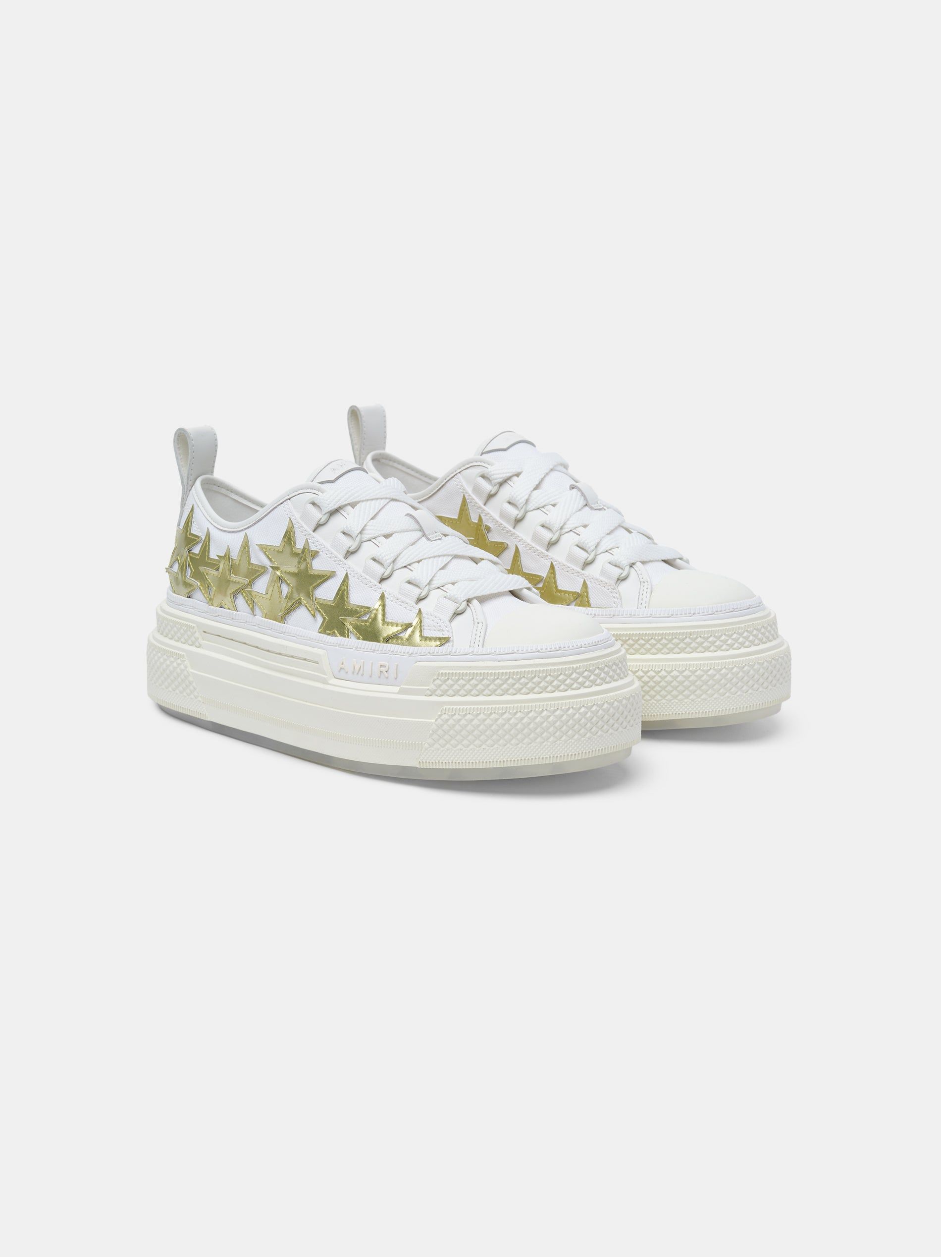 Amiri Metallic Platform Stars Court Spor Ayakkabı Kadın Beyaz Altın | YNP729806