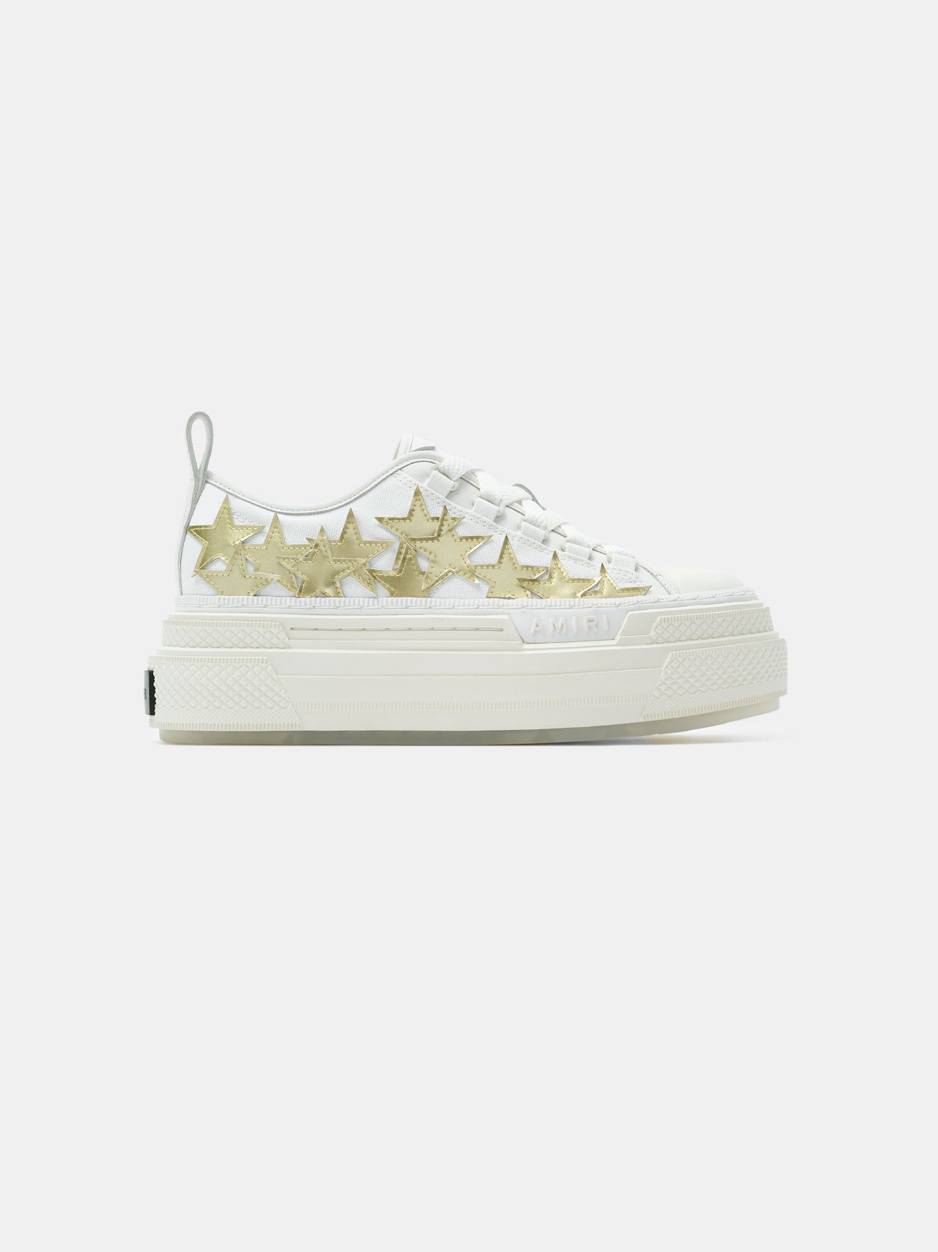 Amiri Metallic Platform Stars Court Spor Ayakkabı Kadın Beyaz Altın | YNP729806