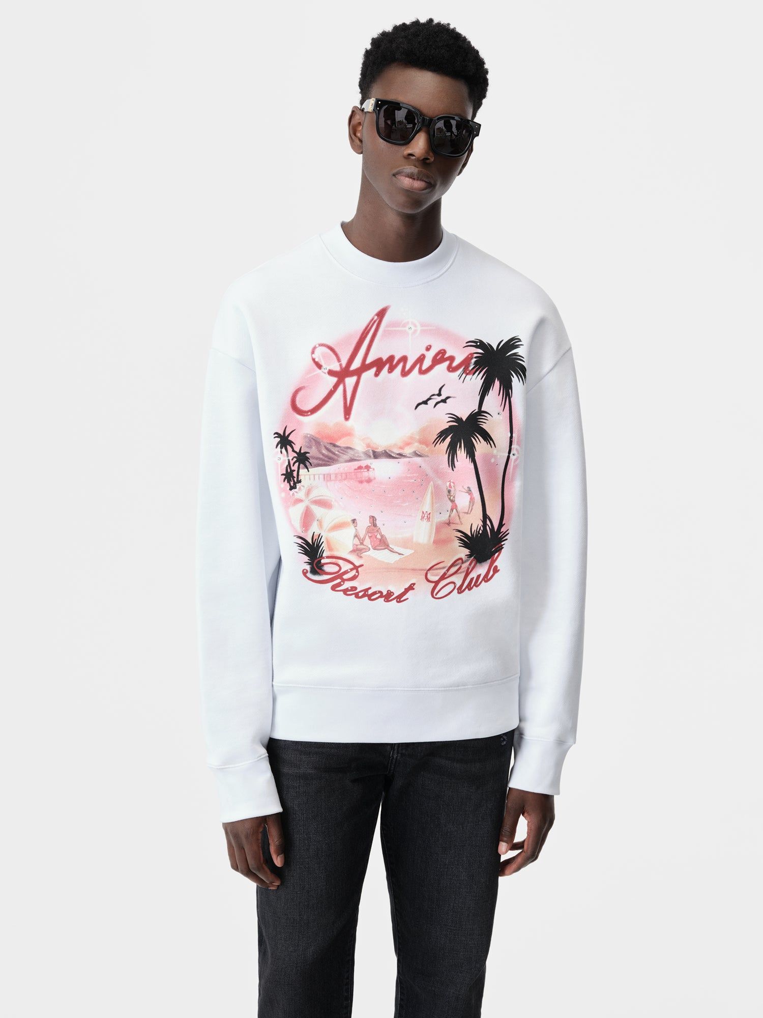 Amiri Paradise Airbrush Crew Tişörtü Erkek Beyaz | GHX470832