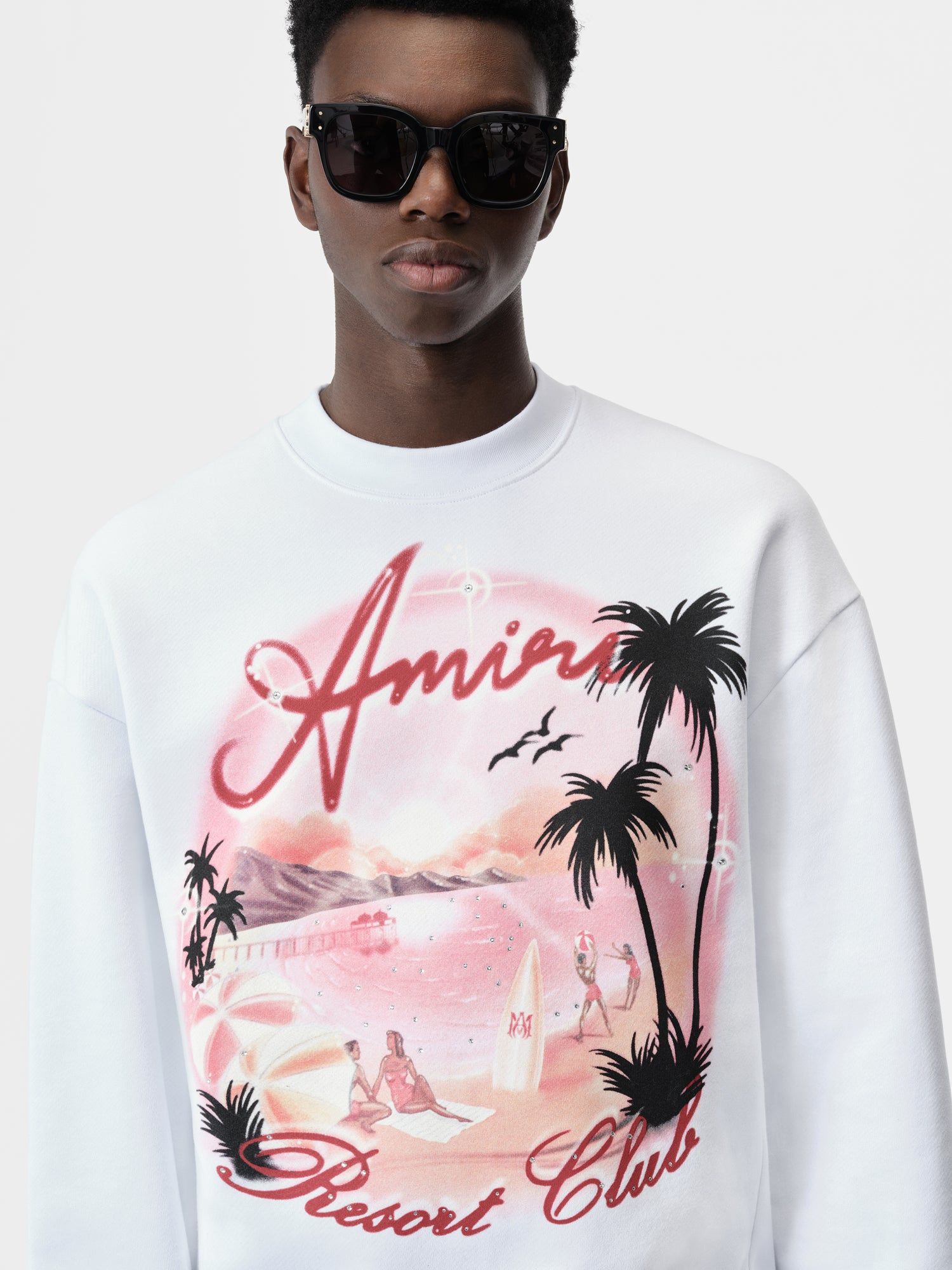 Amiri Paradise Airbrush Crew Tişörtü Erkek Beyaz | GHX470832
