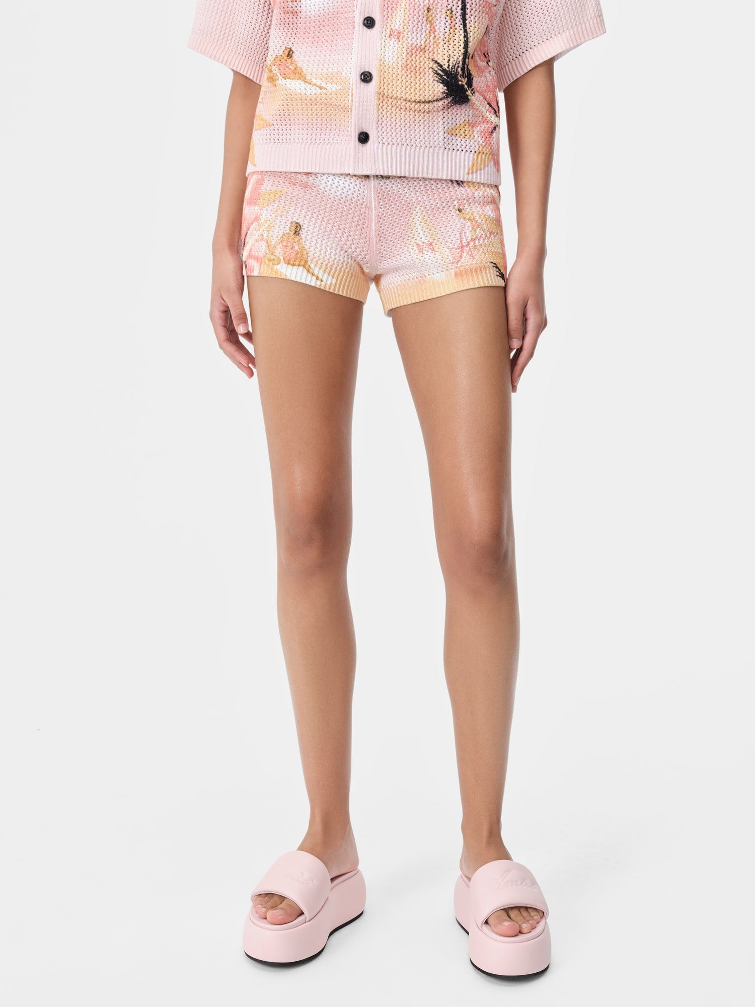 Amiri Paradise Crochet Short Triko Kadın Rosewater | YQA752469