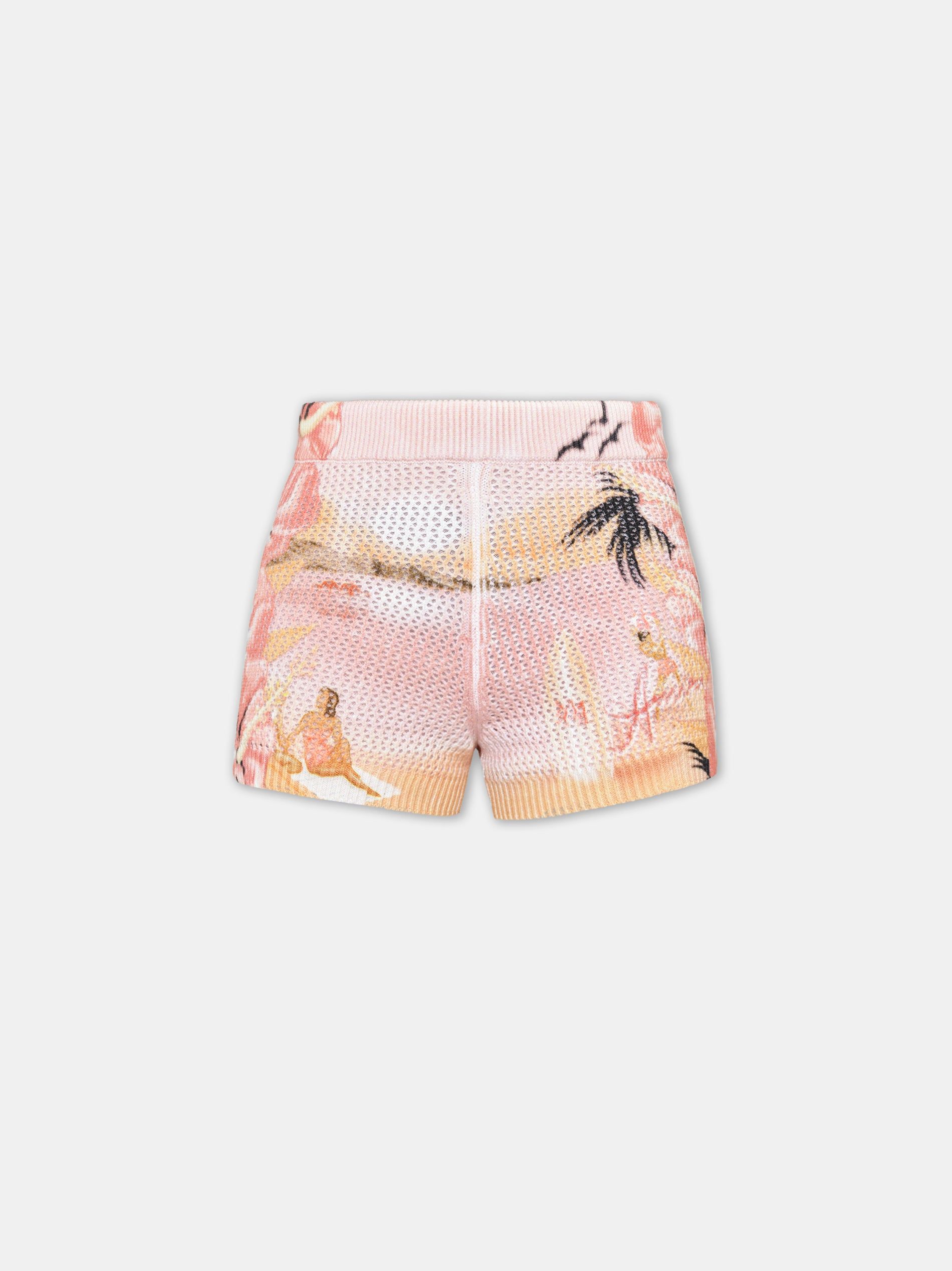 Amiri Paradise Crochet Short Triko Kadın Rosewater | YQA752469