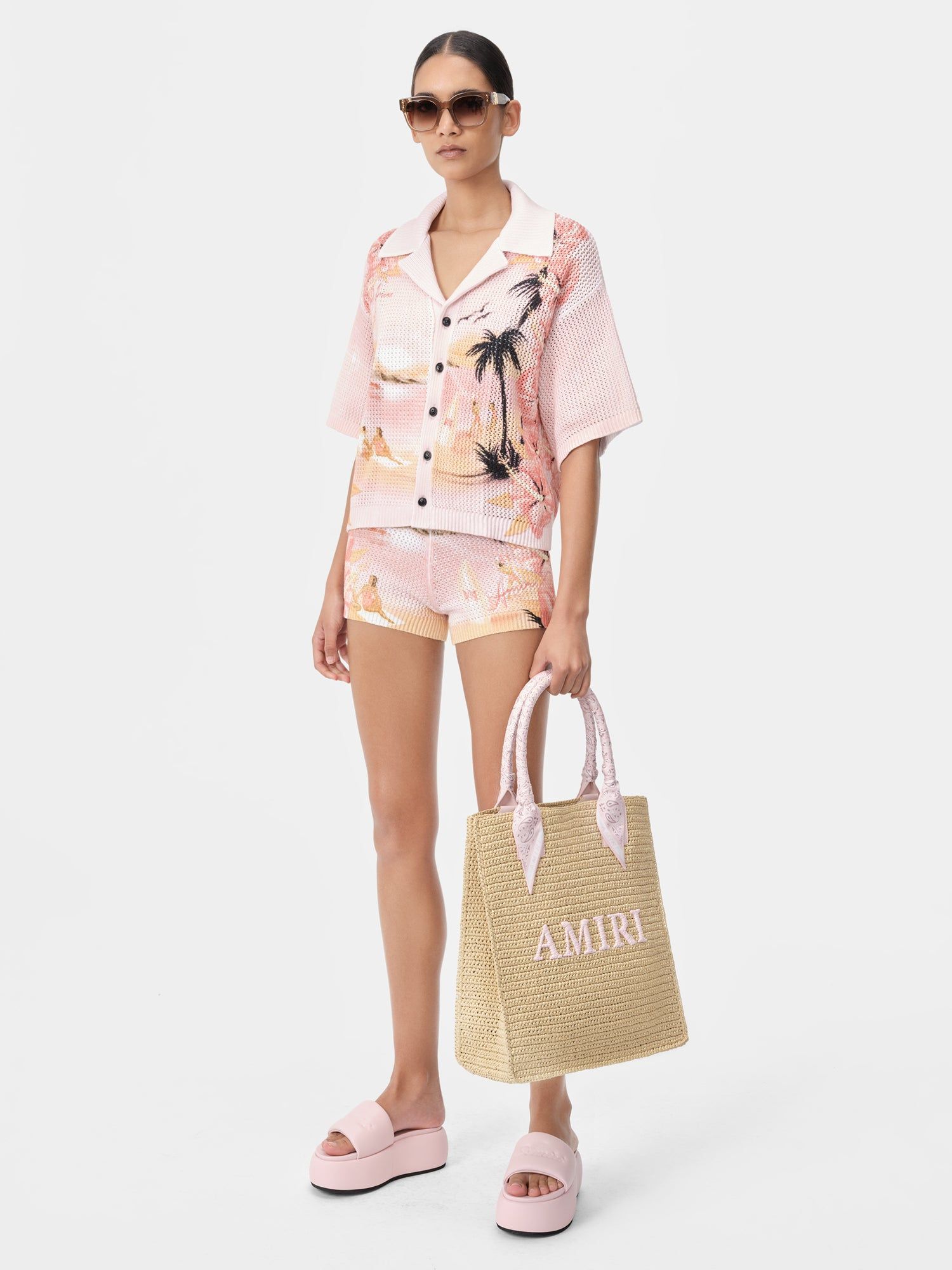 Amiri Paradise Crochet Short Triko Kadın Rosewater | YQA752469