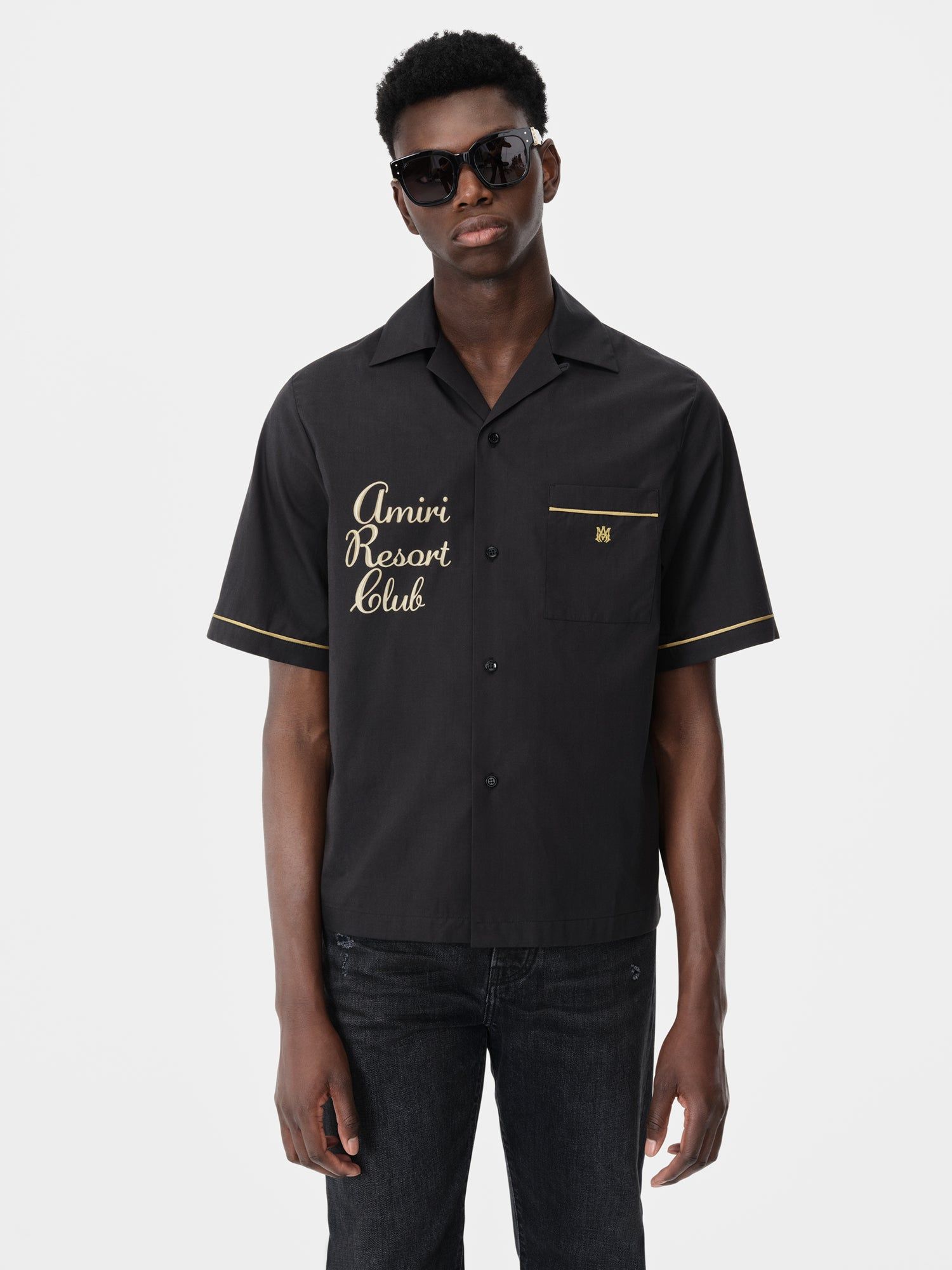 Amiri Resort Club Embroidered Shirt Gömlek Erkek Siyah | AQO985206