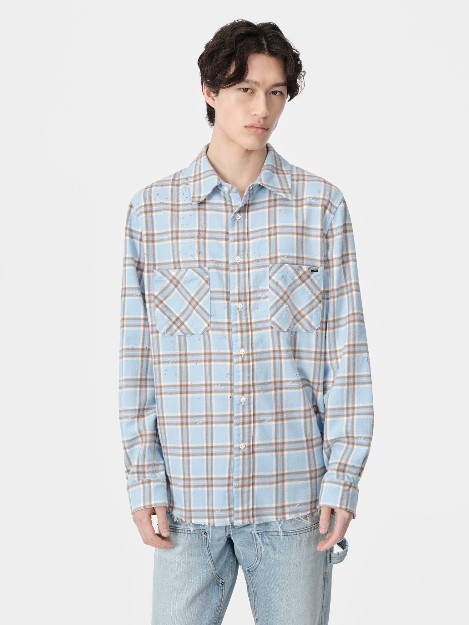 Amiri Shotgun Flannel Gömlek Erkek Mavi | IZT980264