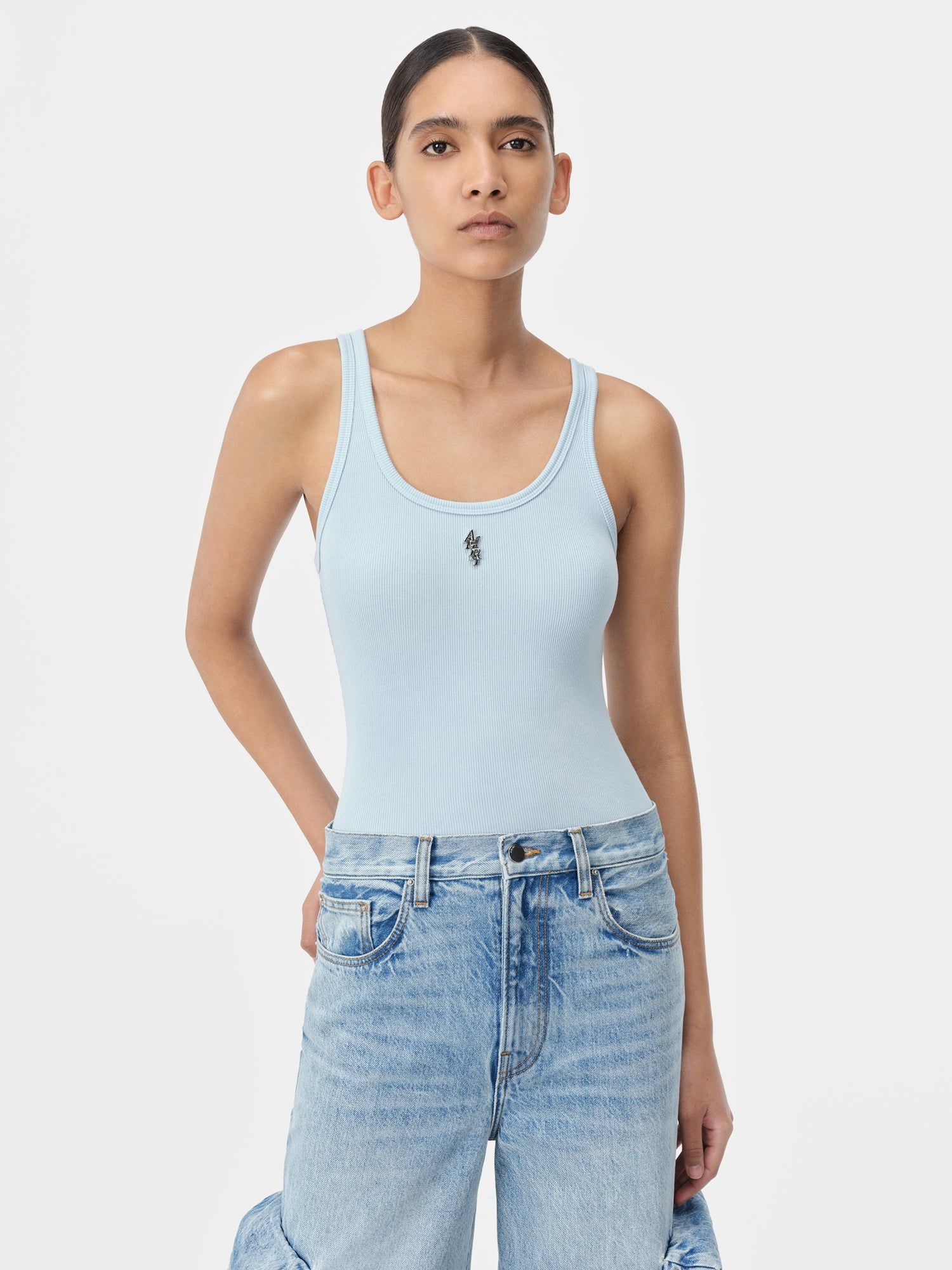 Amiri Stacked Ribbed Tank Tişört Kadın Cerulean | BSG827609