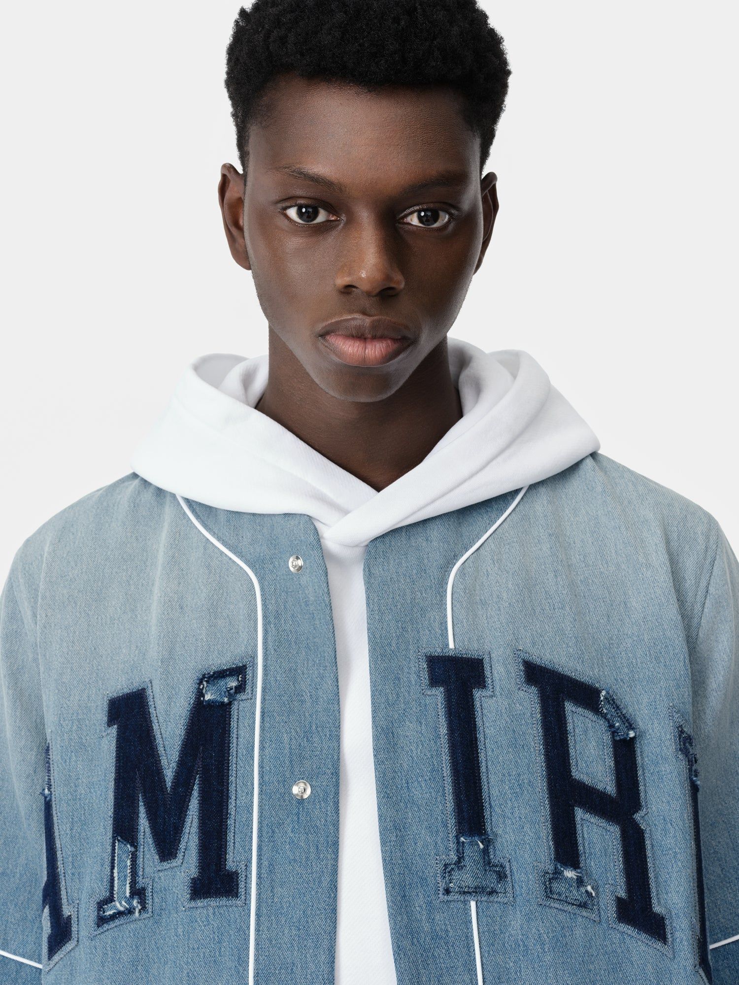 Amiri Sunfaded Baseball Shirt Denim Erkek Indigo | HGE894176