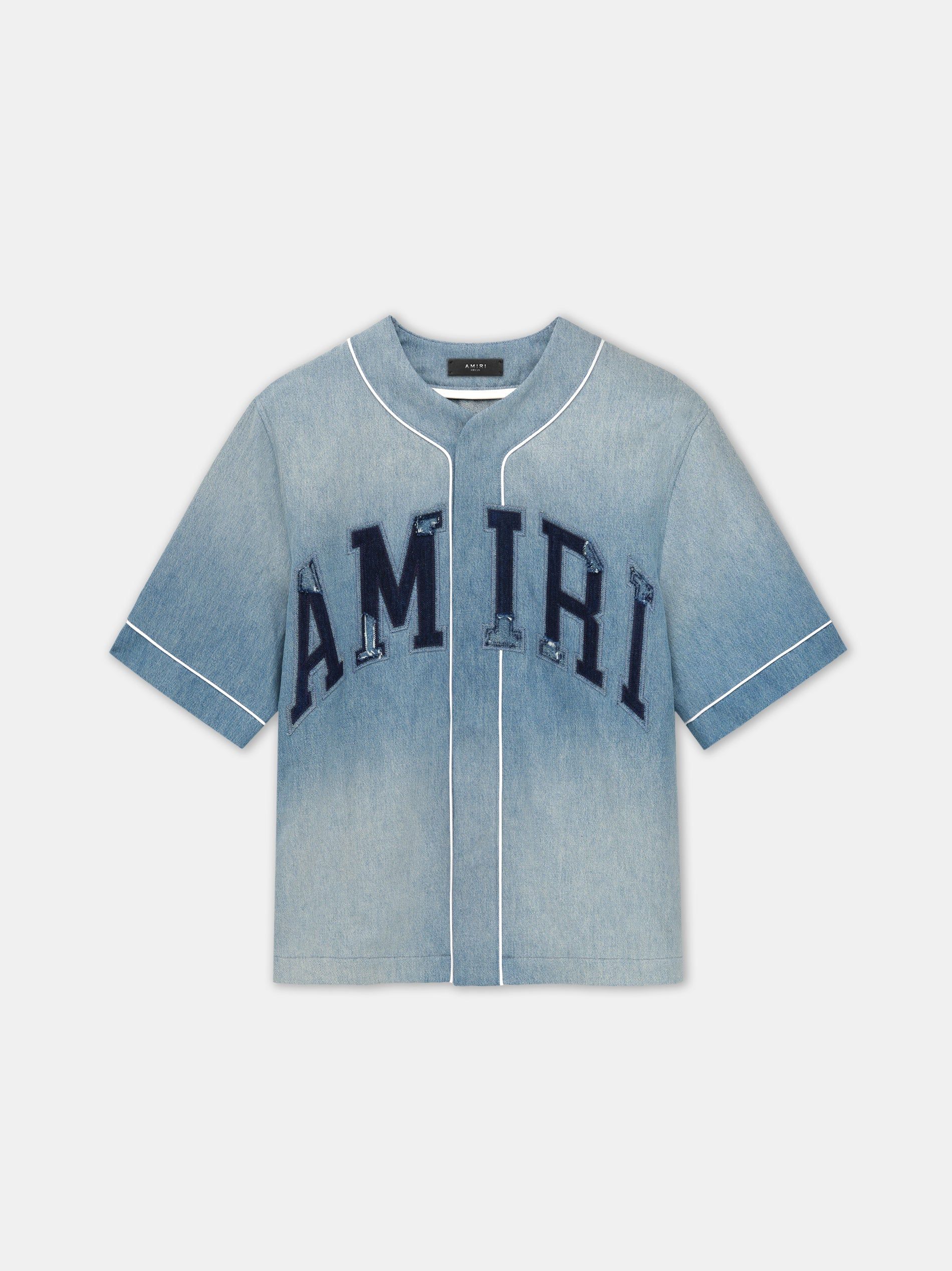 Amiri Sunfaded Baseball Shirt Denim Erkek Indigo | HGE894176