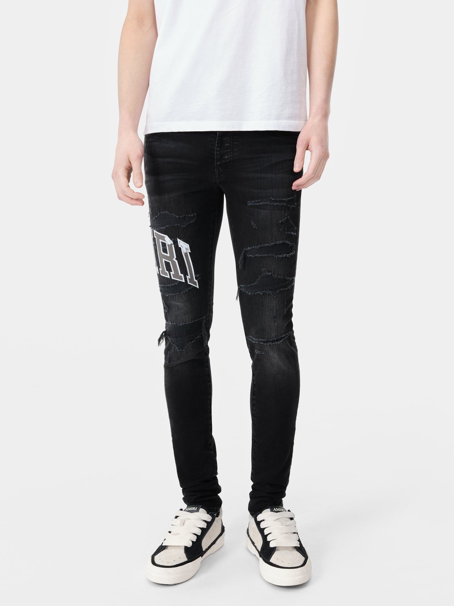 Amiri Varsity Logo Repair Jean Denim Erkek Siyah | HTG806392