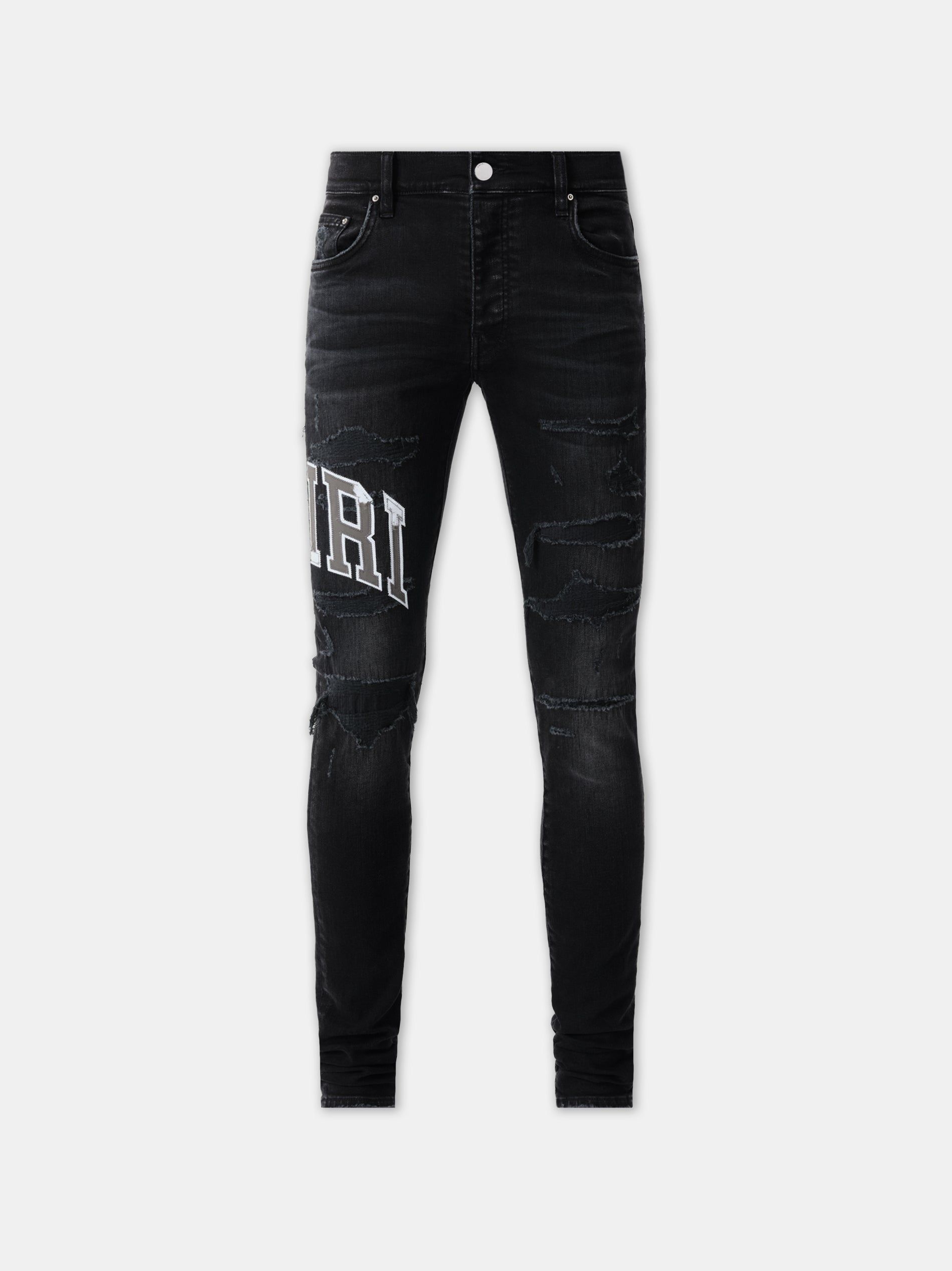 Amiri Varsity Logo Repair Jean Denim Erkek Siyah | HTG806392